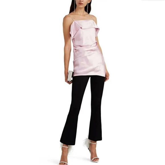 Helmut Lang Tops - HELMUT LANG Rose Pink Drape Front Satin Off Shoulder Slip Dress Tank Top 4